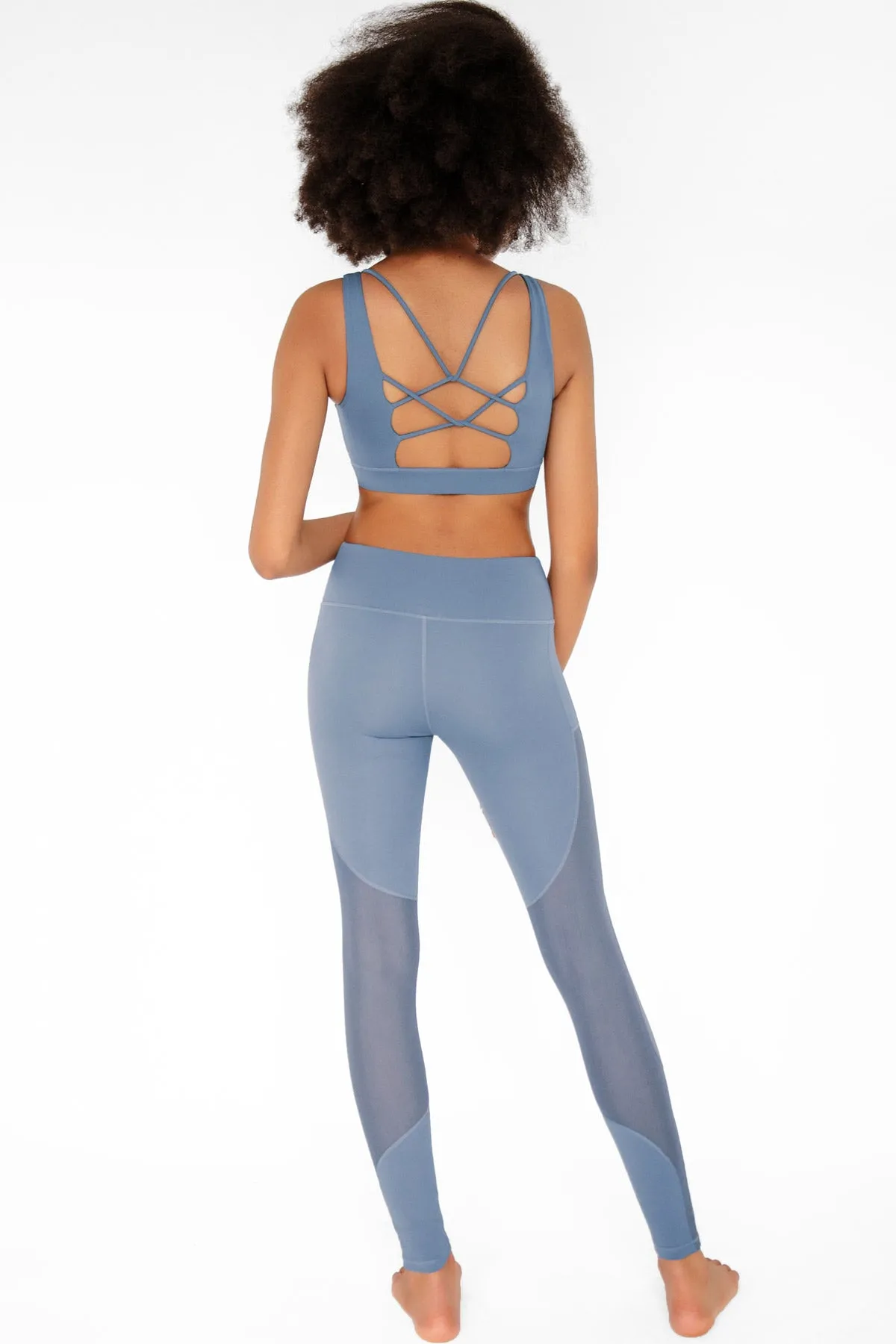 4 for $54 - Sky Blue Kelly Strappy Open-Back Padded Sports Bra - Women