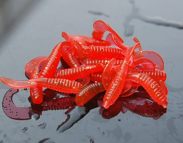 50Pcs 4cm 0.7g Soft Silicone Rubber Worms Fishing Lure Artificial Maggot Grub Worm Carp Fishing Bait for Sea River Lake Fishing