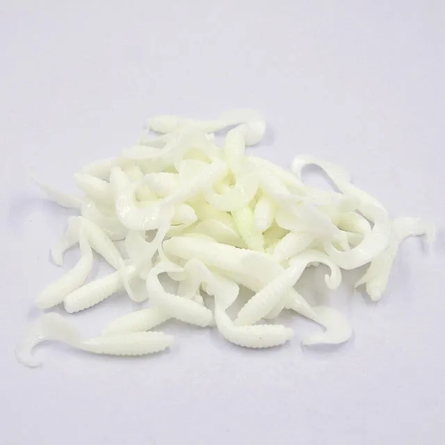 50Pcs 4cm 0.7g Soft Silicone Rubber Worms Fishing Lure Artificial Maggot Grub Worm Carp Fishing Bait for Sea River Lake Fishing