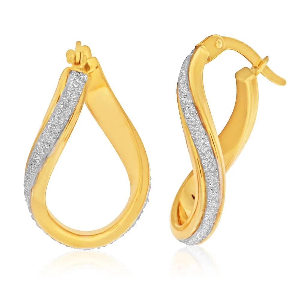 9ct Yellow Gold Silver Filled Stardust Twisted Hoop Earrings