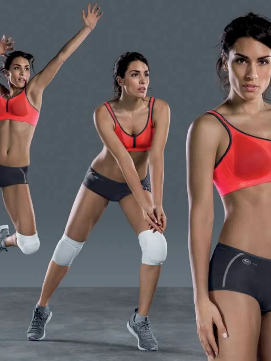 Air Control Deltapad Sports Bra - Coral/Anthracite