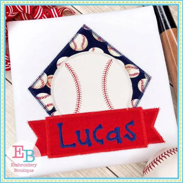 Baseball Banner Diamond Zigzag Applique