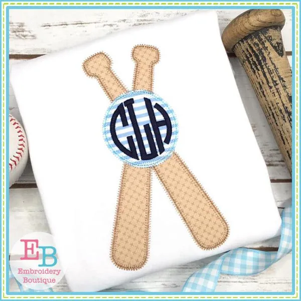 Baseball Bats Circle Zigzag Applique