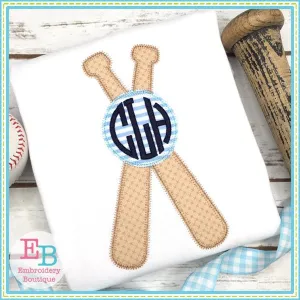 Baseball Bats Circle Zigzag Applique