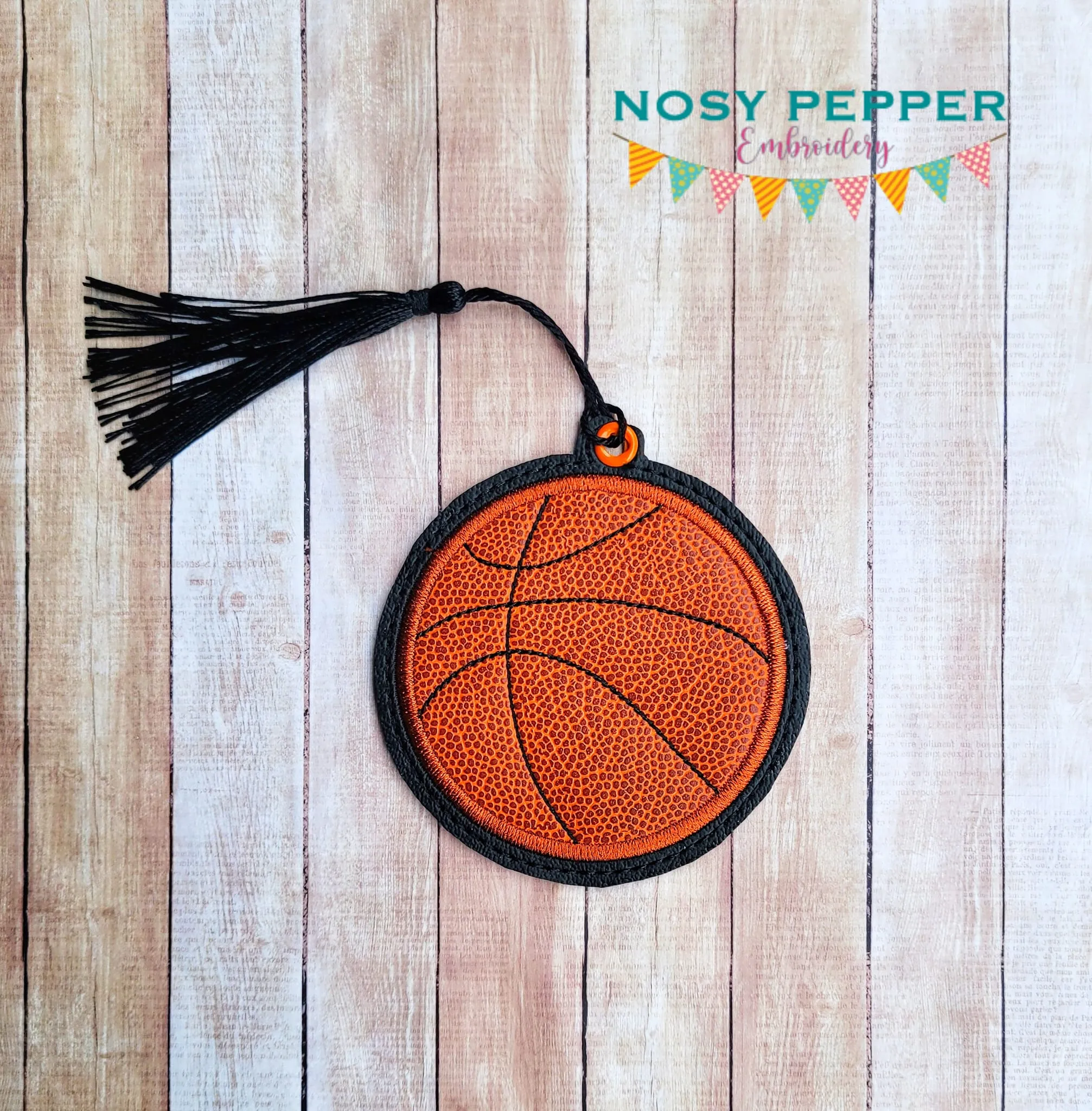 Basketball Applique bookmark/bag tag/ornament machine embroidery design DIGITAL DOWNLOAD