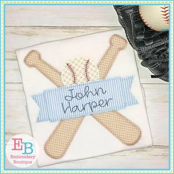 Bats Ball Banner Zigzag Applique