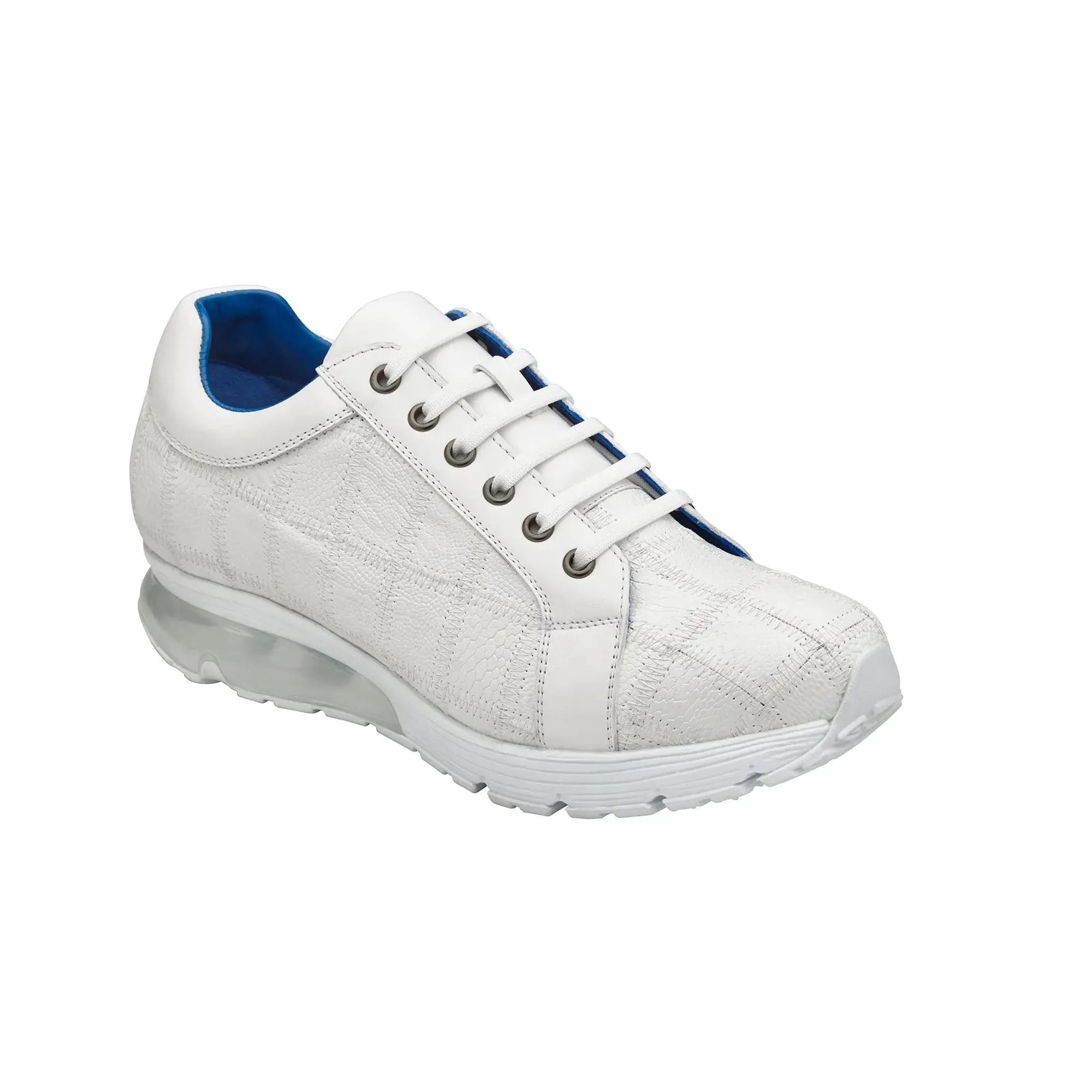 Belvedere Magnus in White Ostrich Patchwork Sneakers