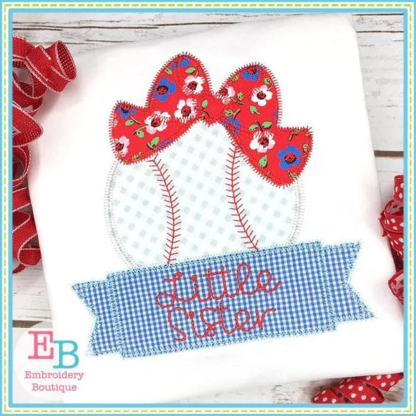 Big Bow Ball Banner Zigzag Applique