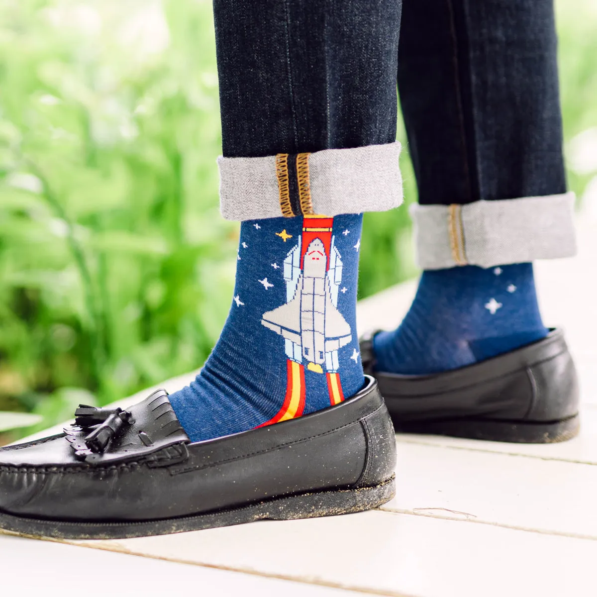 Blast Off Printed Crew Length Socks