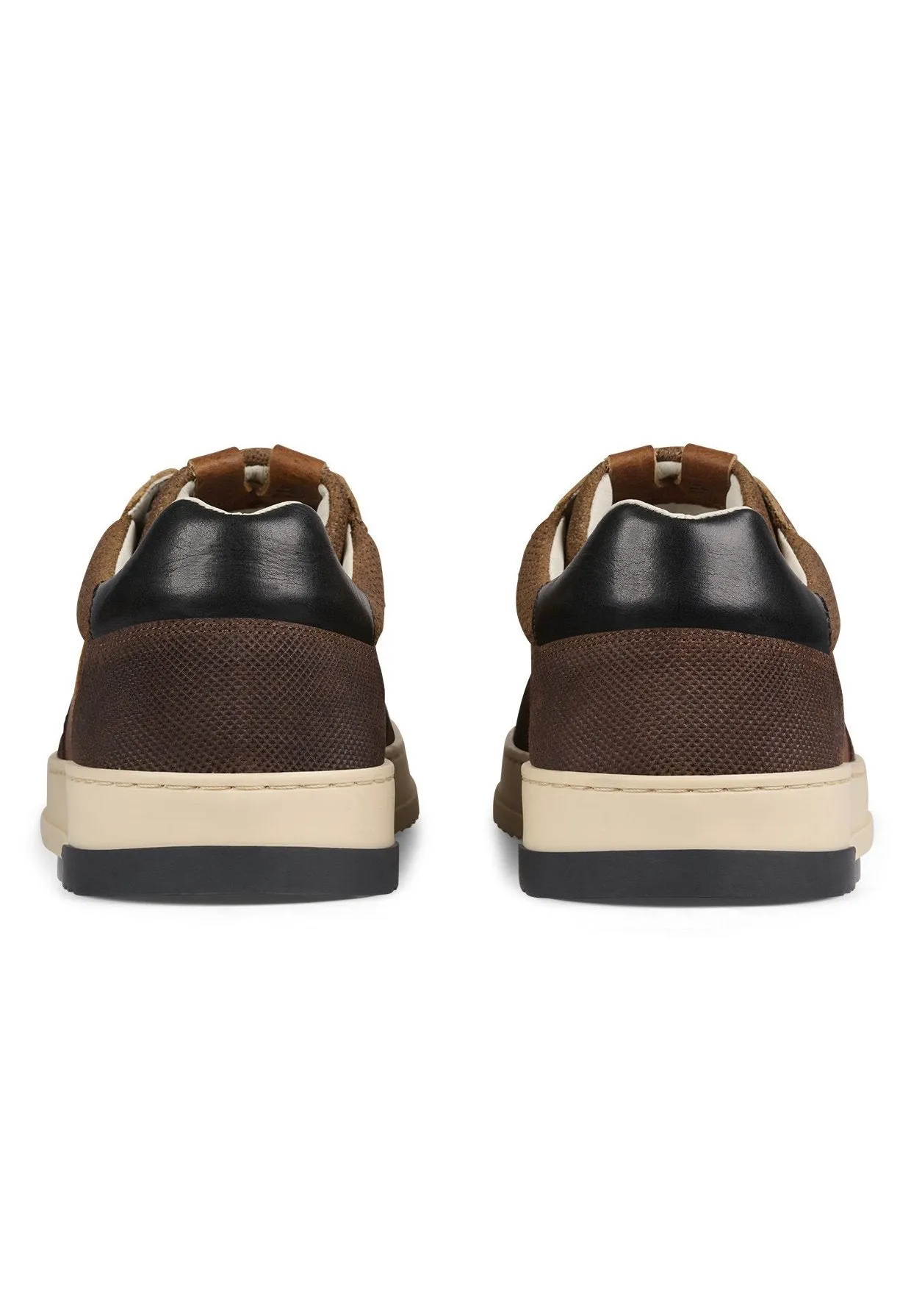 BullBoxer Cognac Leather Sneakers with Off-White Sole