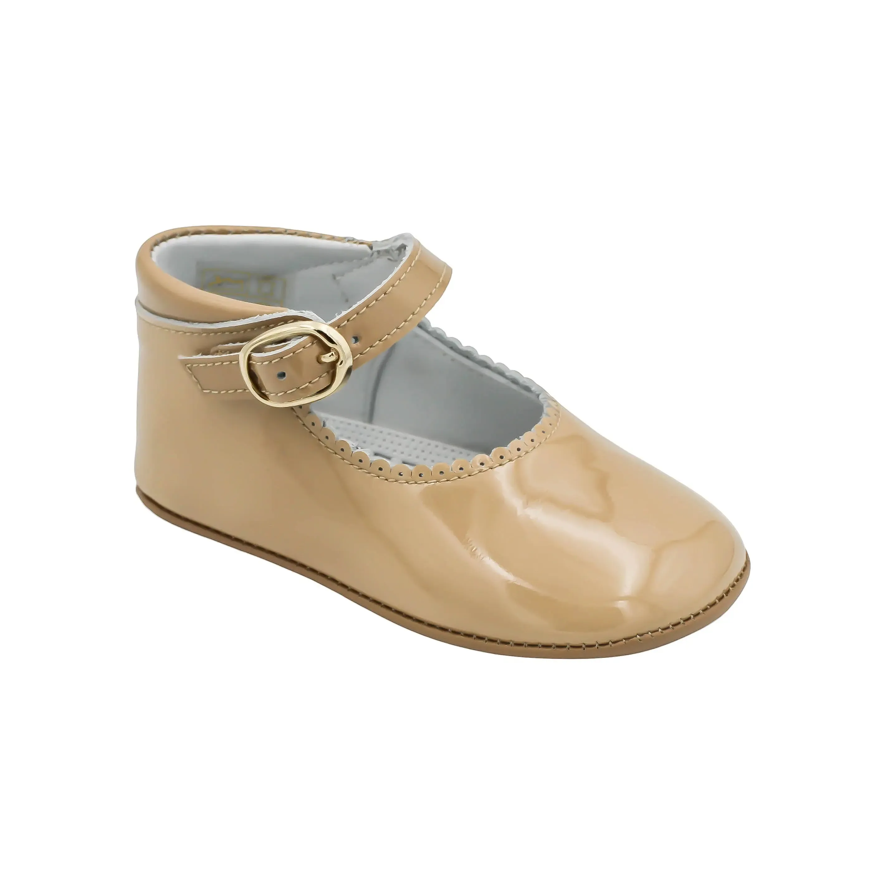 Chloe- Tan Patent Leather Baby Mary Jane Shoes