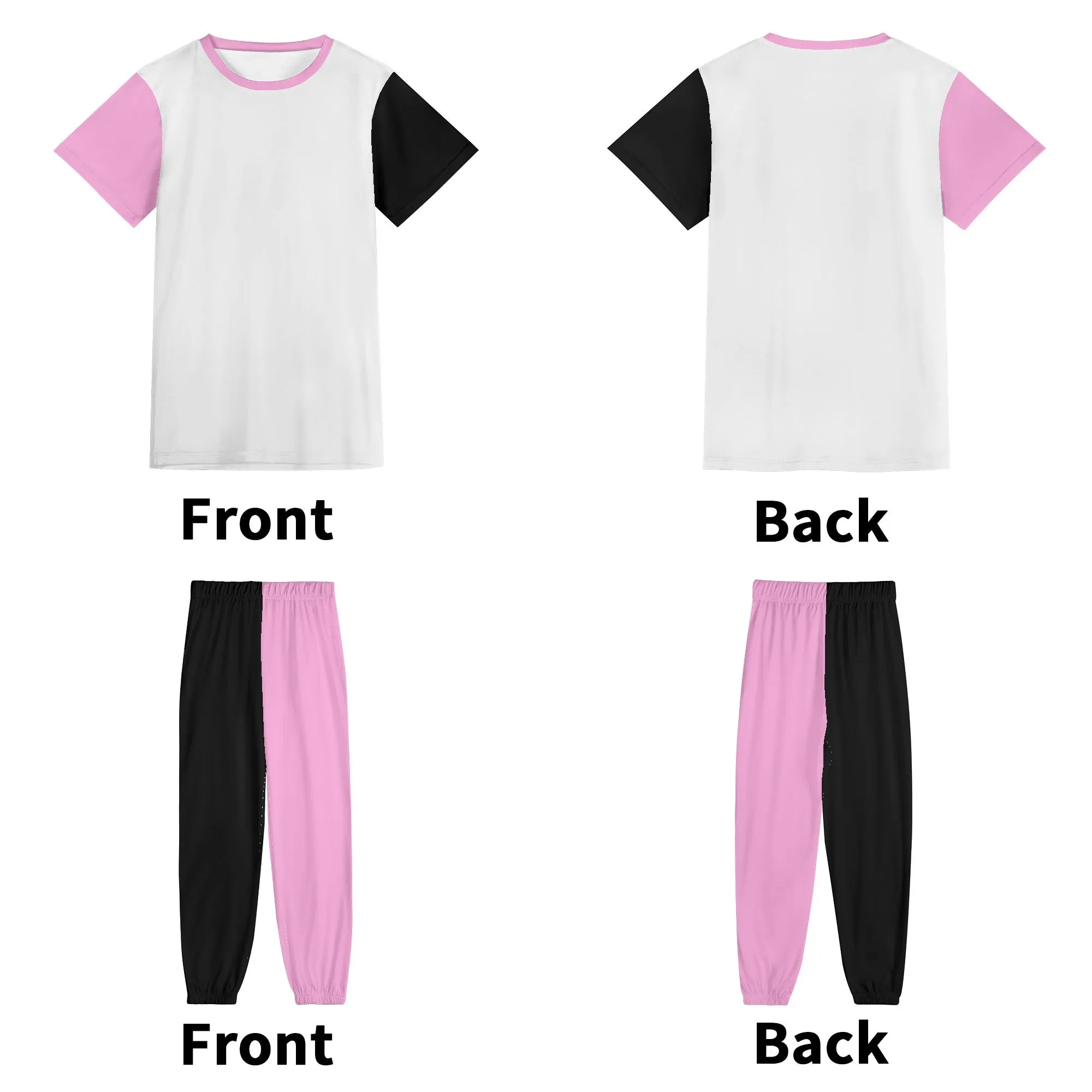 Color Block Womens Short Sleeve Sports Outfit Set