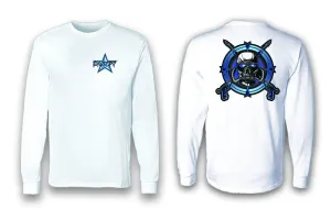 Diving Mask Blue Skull - Long Sleeve Polyester Fishing Shirt