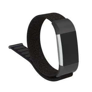 Fitbit Charge 2 velcro closure flexible nylon watch strap replacement - Matte Black