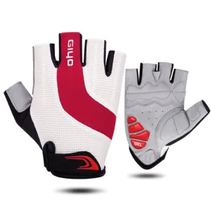 GIYO S-14 Bicycle Half Finger Gloves GEL Shock Absorbing Palm Pad Gloves, Size: L(Red)