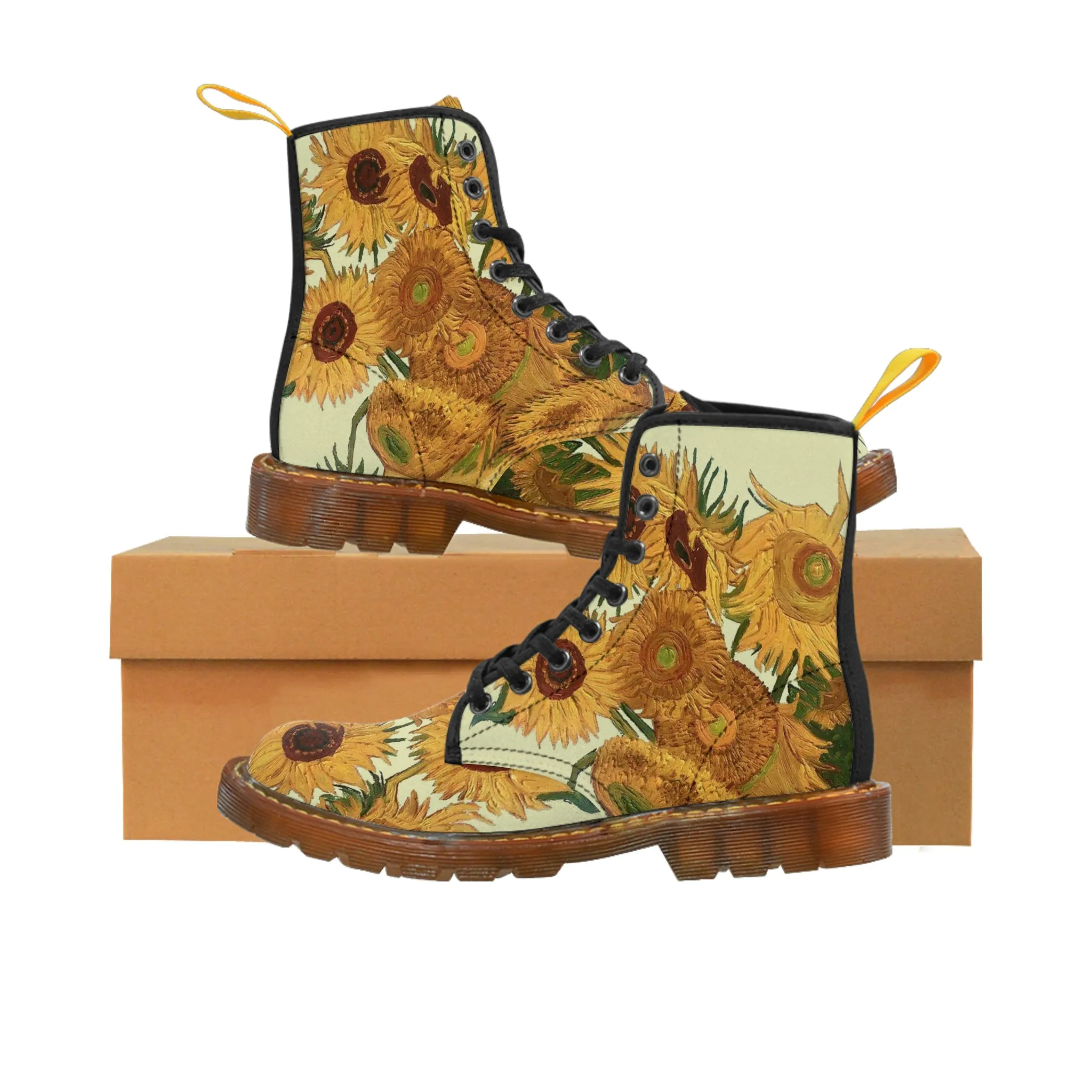 Gogh sunflowers Women's Canvas Boots