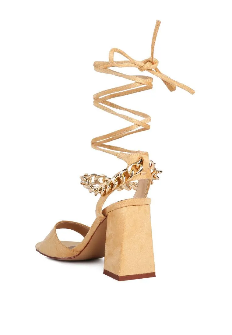 gone gurl metal chain lace up sandals