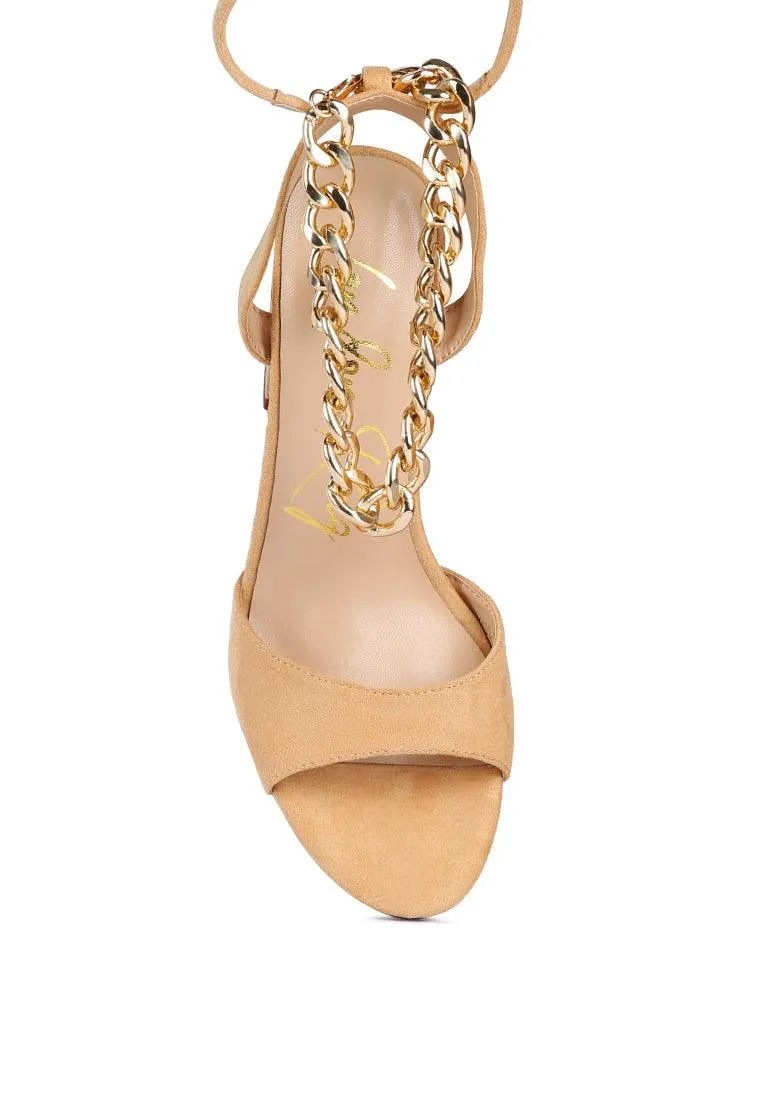 gone gurl metal chain lace up sandals