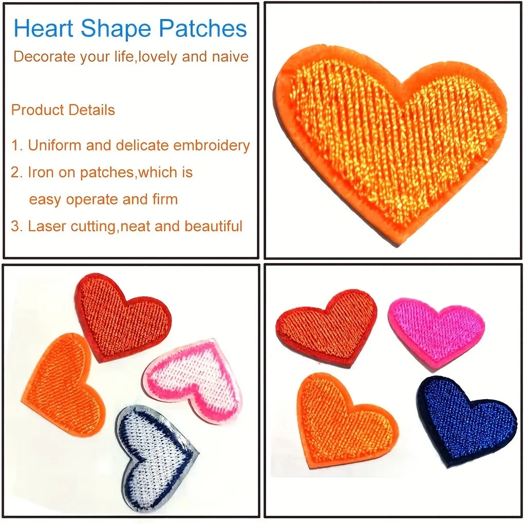 Heart Shape Iron On Patches  Embroidered Mini Appliques