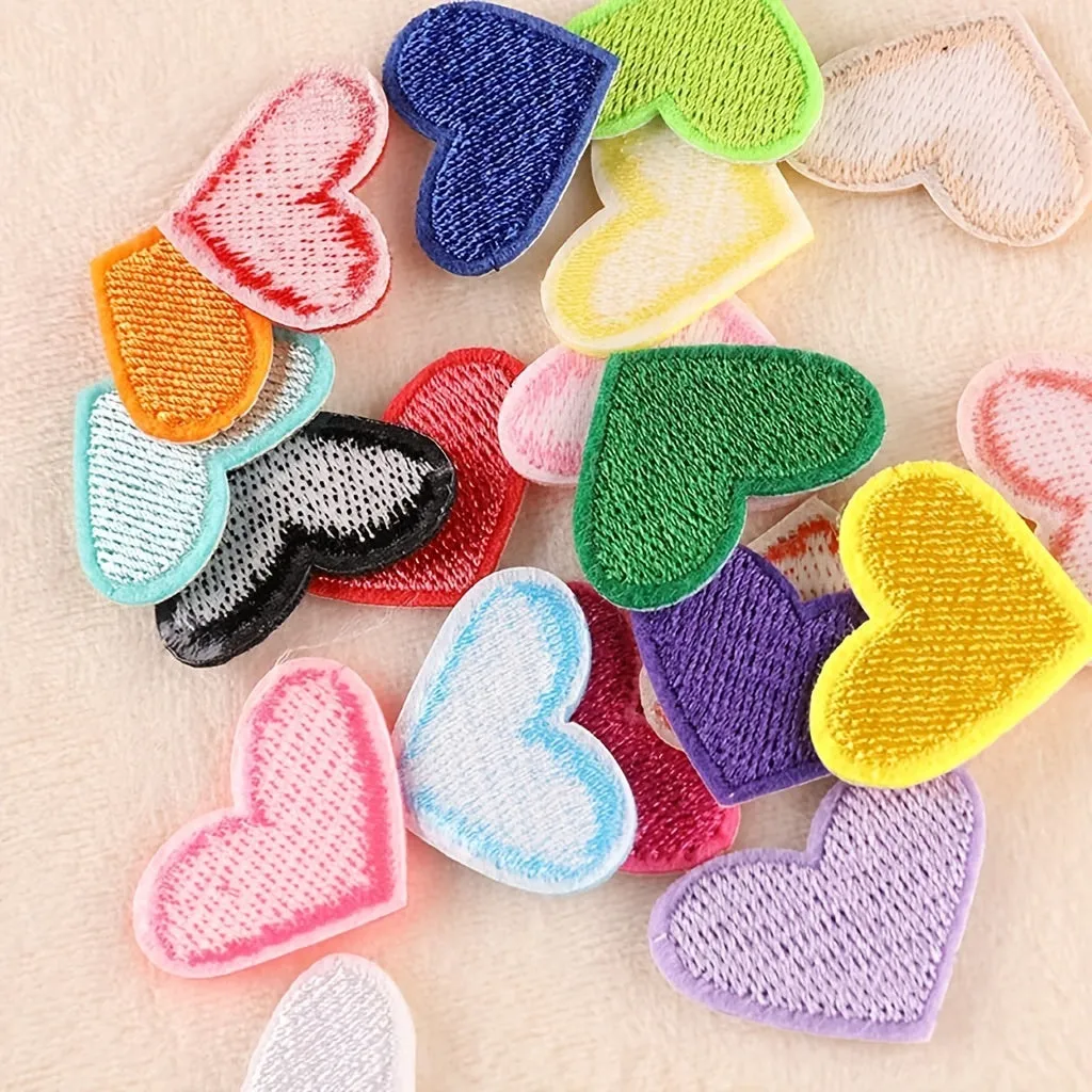 Heart Shape Iron On Patches  Embroidered Mini Appliques