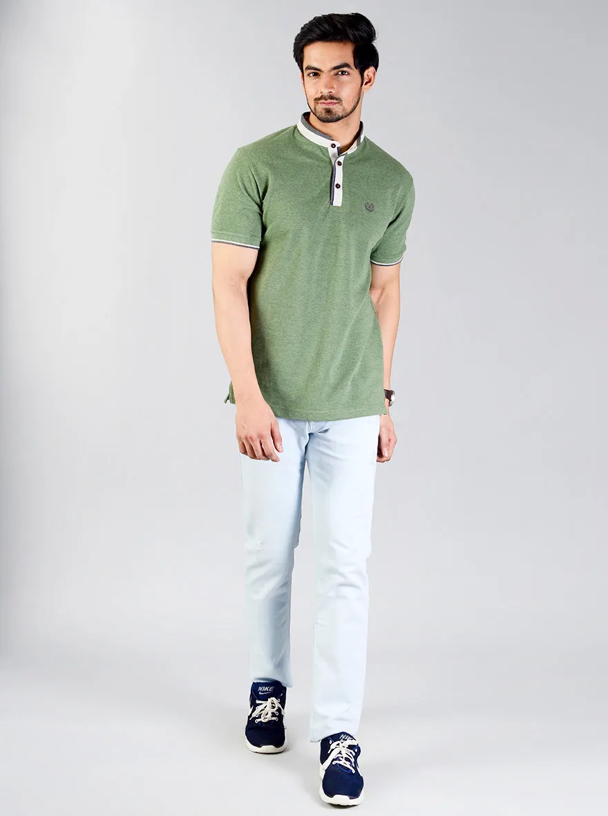 Hedge Green Solid Slim Fit Polo T-shirt | Greenfibre