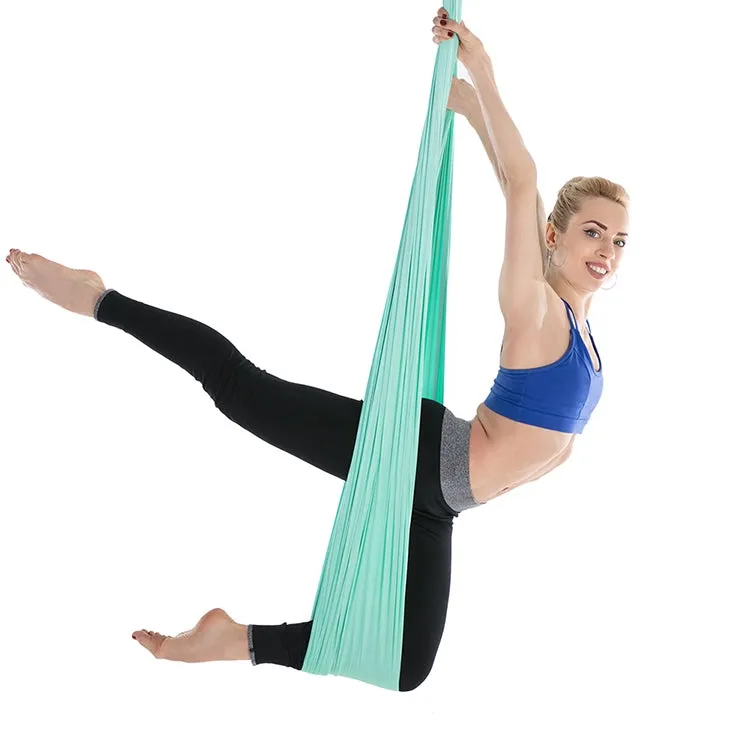 Household Handstand Elastic Stretching Rope Aerial Yoga Hammock Set(Green Light)