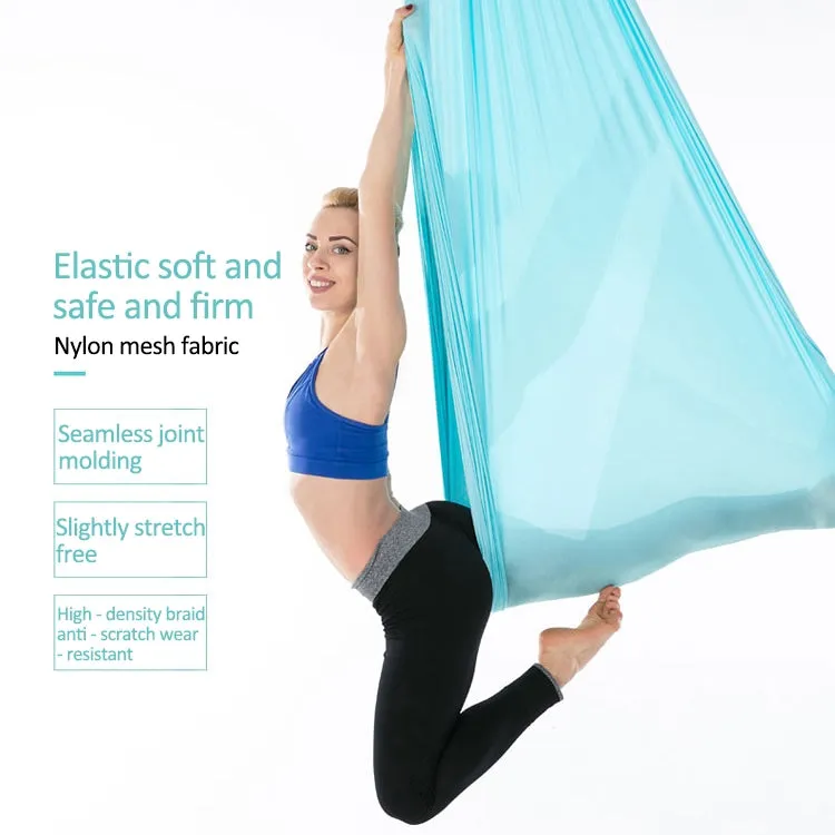 Household Handstand Elastic Stretching Rope Aerial Yoga Hammock Set(Lake Blue)