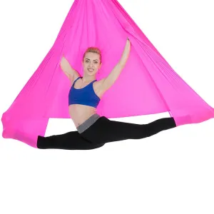 Household Handstand Elastic Stretching Rope Aerial Yoga Hammock Set(Rose Red)