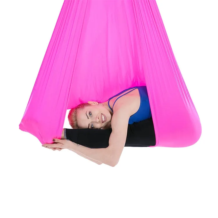 Household Handstand Elastic Stretching Rope Aerial Yoga Hammock Set(Rose Red)