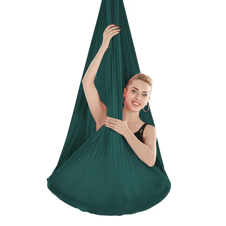 Indoor Anti-gravity Yoga Knot-free Aerial Yoga Hammock with Buckle / Extension Strap, Size: 400x280cm(Dark Green)