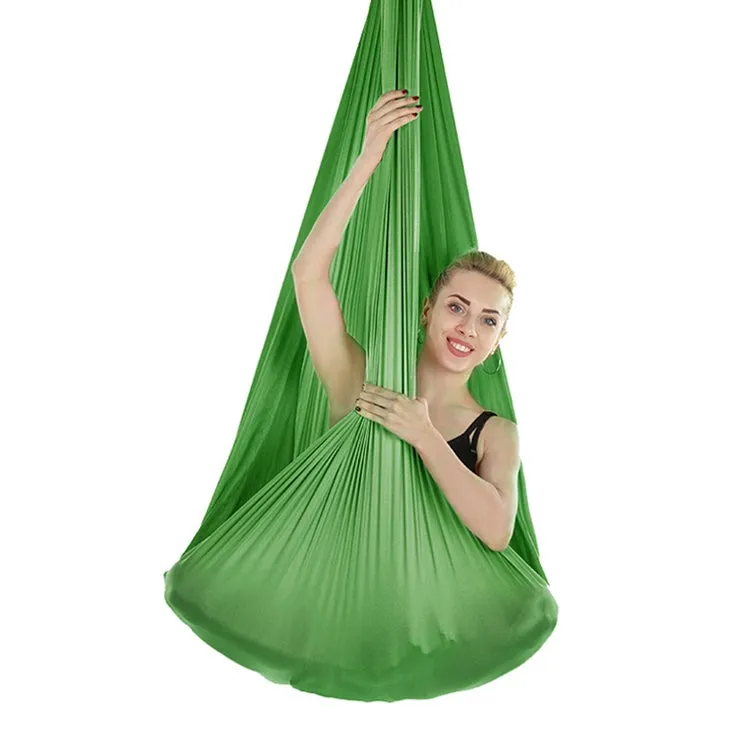 Indoor Anti-gravity Yoga Knot-free Aerial Yoga Hammock with Buckle / Extension Strap, Size: 400x280cm(Green)