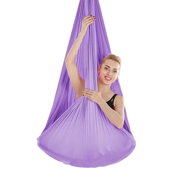 Indoor Anti-gravity Yoga Knot-free Aerial Yoga Hammock with Buckle / Extension Strap, Size: 400x280cm(Light Purple)