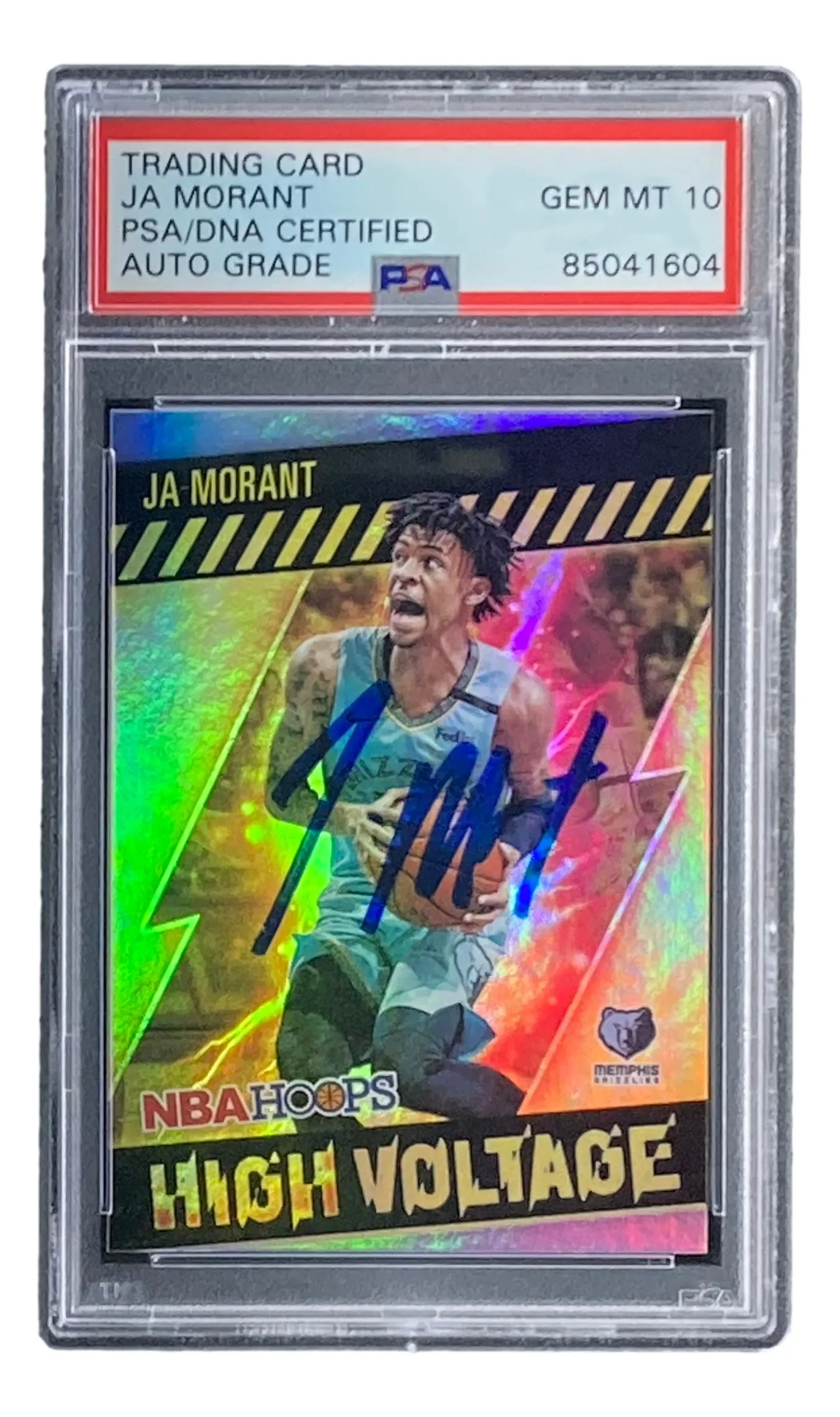 Ja Morant Signed 2020-21 Panini Hoops #5 Grizzlies Trading Card PSA/DNA Gem MT 10