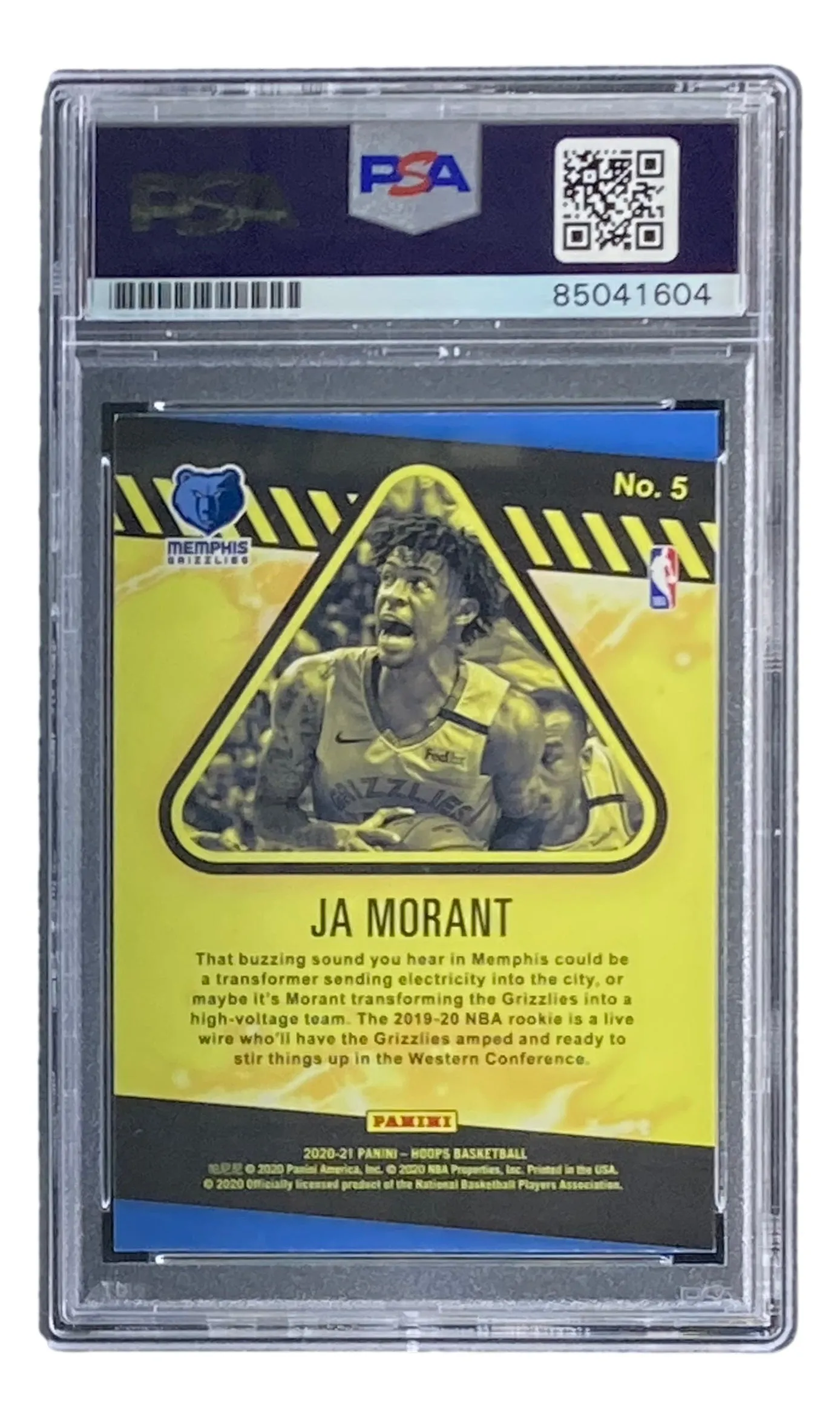 Ja Morant Signed 2020-21 Panini Hoops #5 Grizzlies Trading Card PSA/DNA Gem MT 10