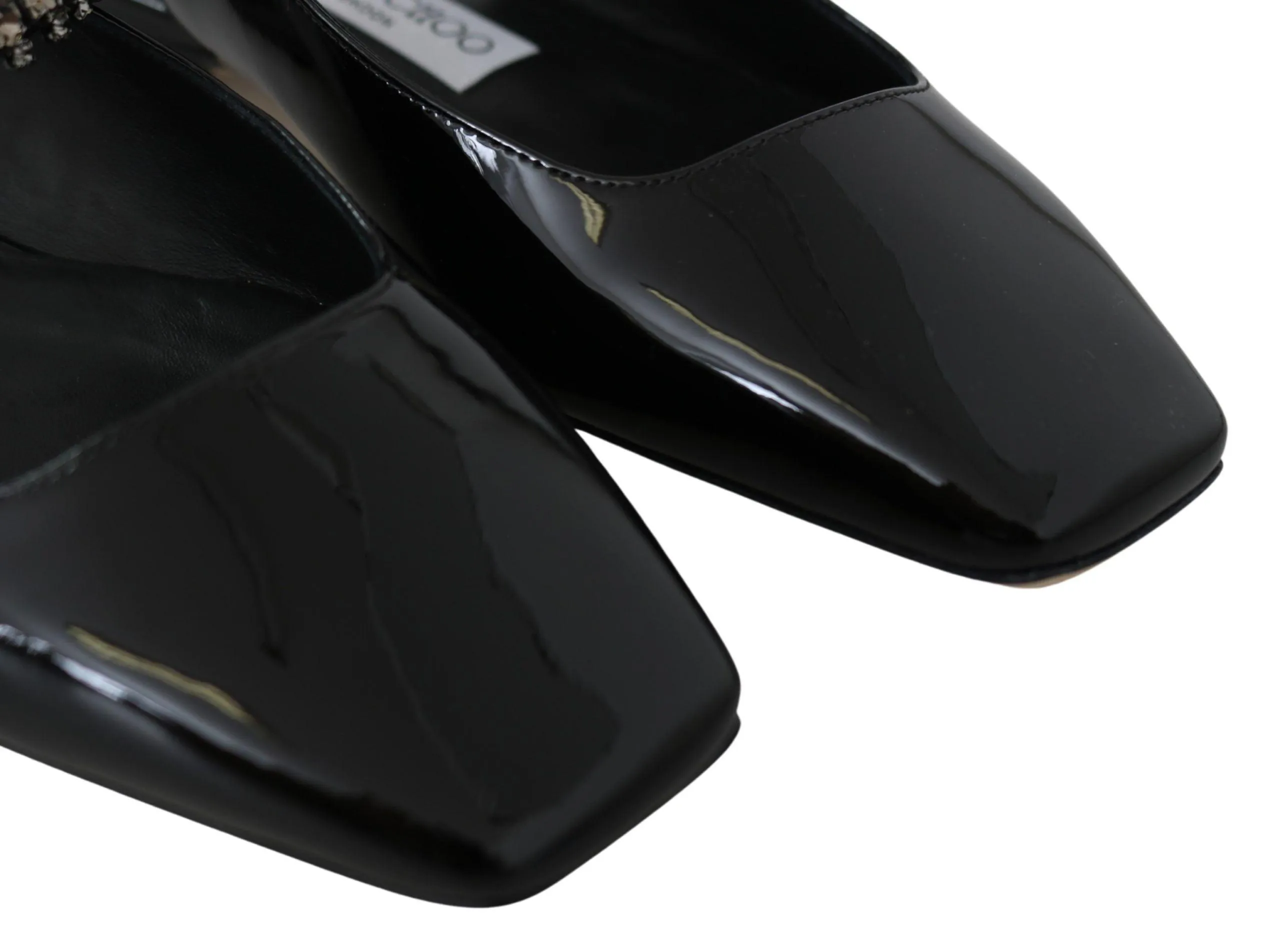 Jimmy Choo Black Patent Leather Mahdis Flat Shoes