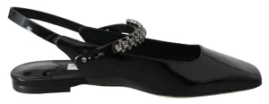 Jimmy Choo Black Patent Leather Mahdis Flat Shoes