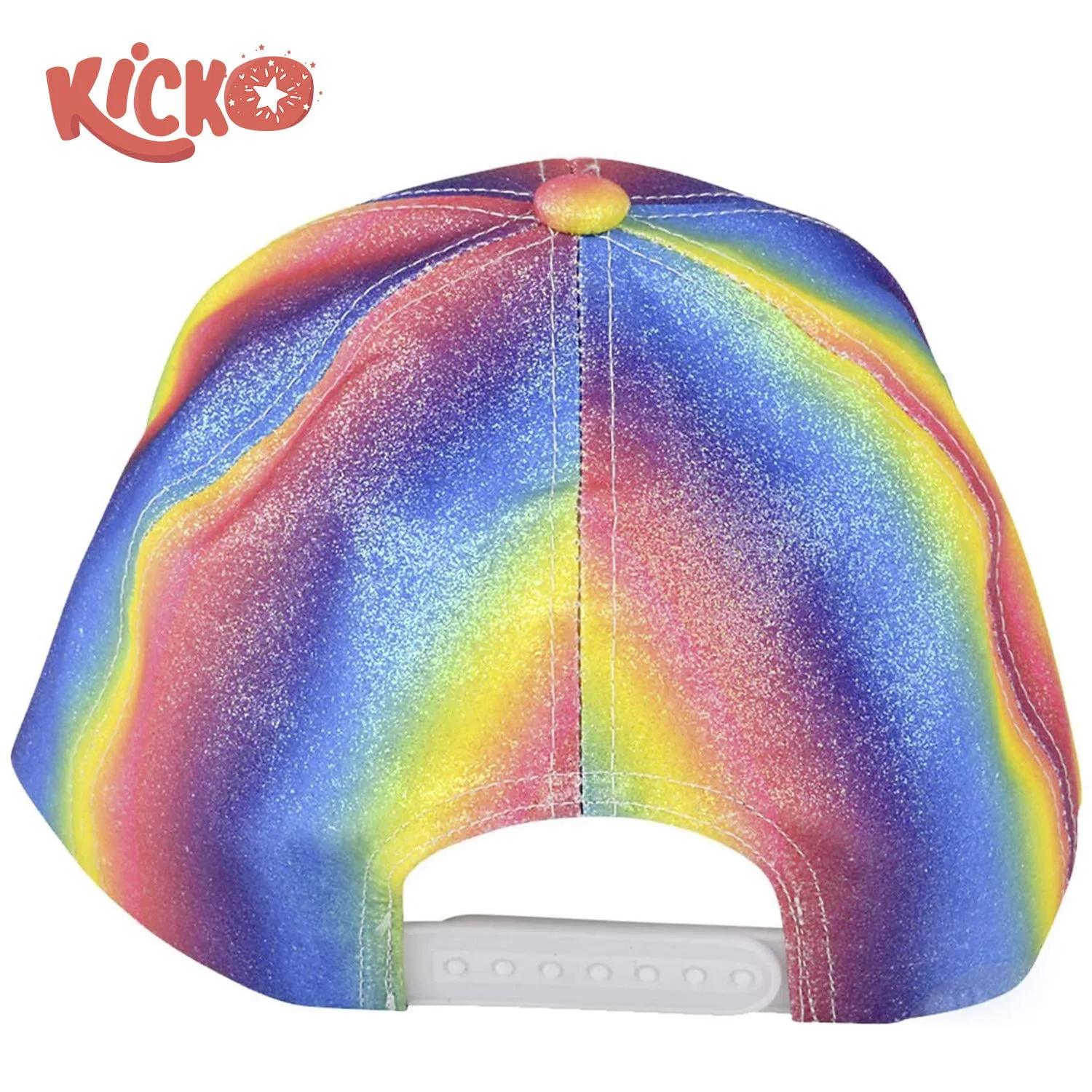 Kicko Rainbow Glitter Baseball Cap - 1 Piece, Snapback Brimmed Hat - One Size Fits All - 9