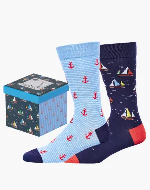 MENS SHIPS AHOY 2PK GIFT BOX