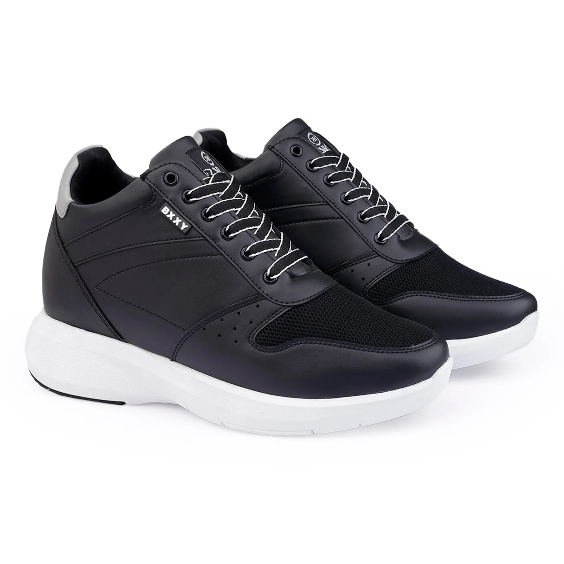 Men's Stylish Hidden Height Increasing Faux Leather Material Casual Outdoor Lace-Up Shoes