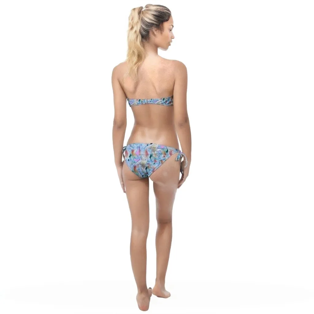 Midnight Floral Twist Bandeau Bikini Set