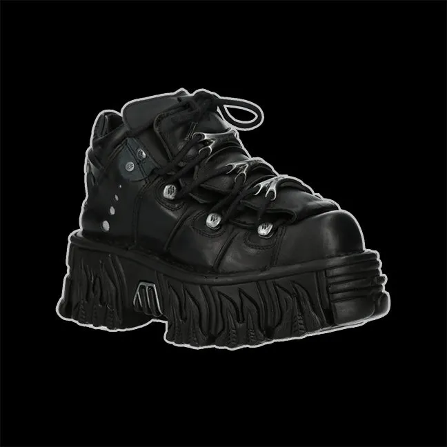 New Rock - Incinerator Platform Flame Ankle Boot