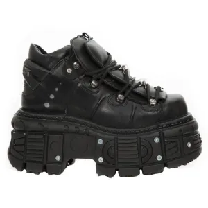 New Rock M-TANK106-C2 Unisex Black 100% Leather Goth Platform Space Shoes