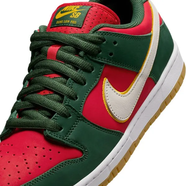 Nike SB Dunk Low Pro Premium "Super Sonics" Fir - White- University Gold - Fire Red