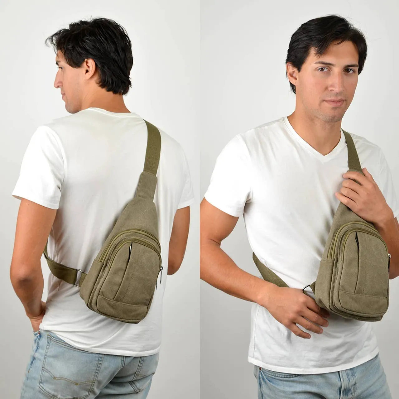 Olive Crossbody Canvas Sling Bag Backpack