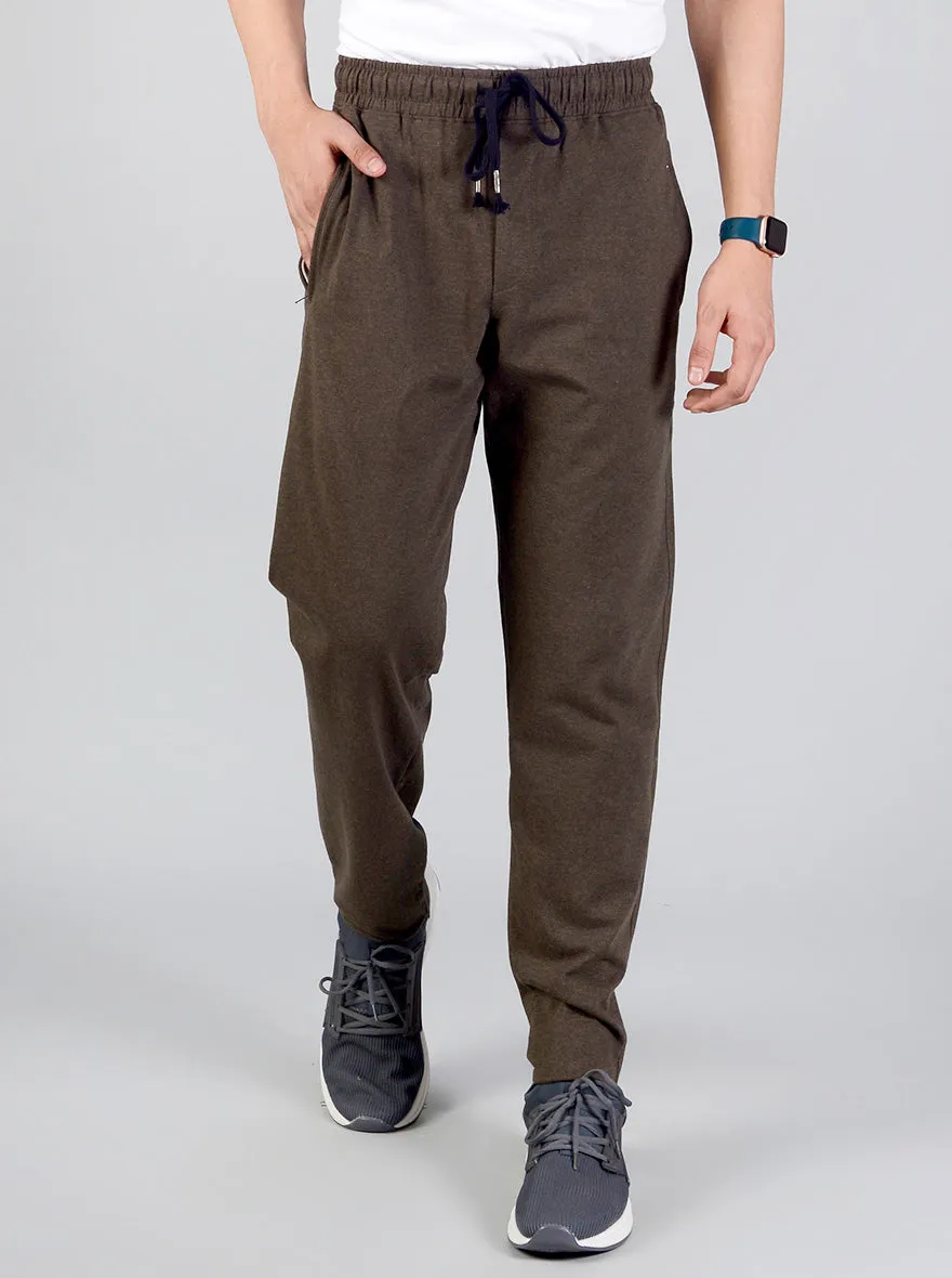 Olive Green Solid Regular Fit Track Pants | JadeBlue