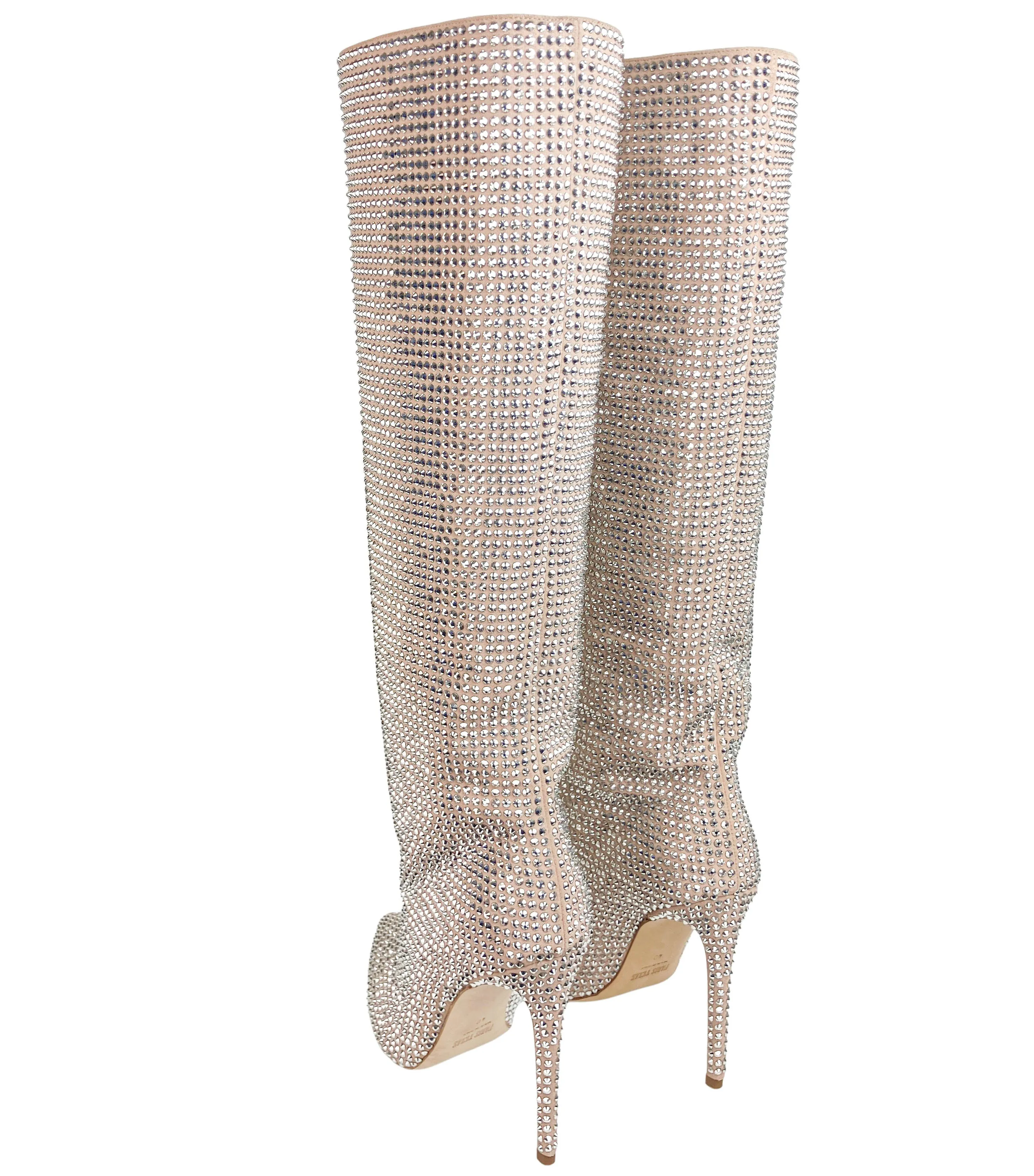 Paris Texas Suede Crystal Holly Boots in Rose Rock Diamond