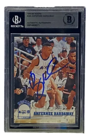 Penny Hardaway Signed Slabbed Orlando Magic 1993-94 Hoops #380 BAS