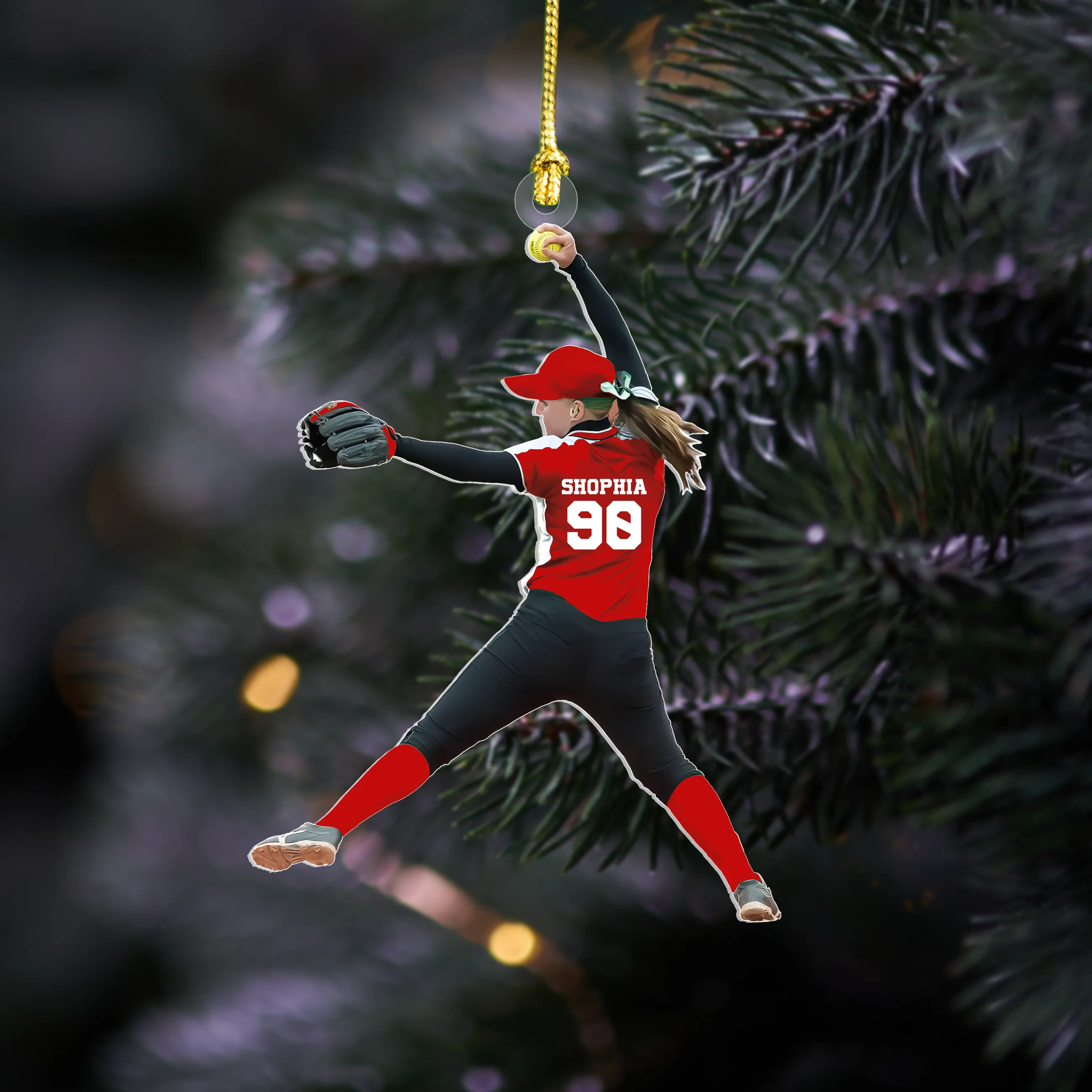 Personalized Softball Ornament, Custom Softball Acrylic Ornament, Custom Softball Ornament, CF438