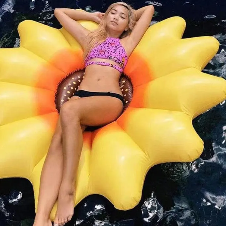 PVC Inflatable Water Sunflower Floating Row Floating Bed, Specification: 180 x 20cm(Yellow)