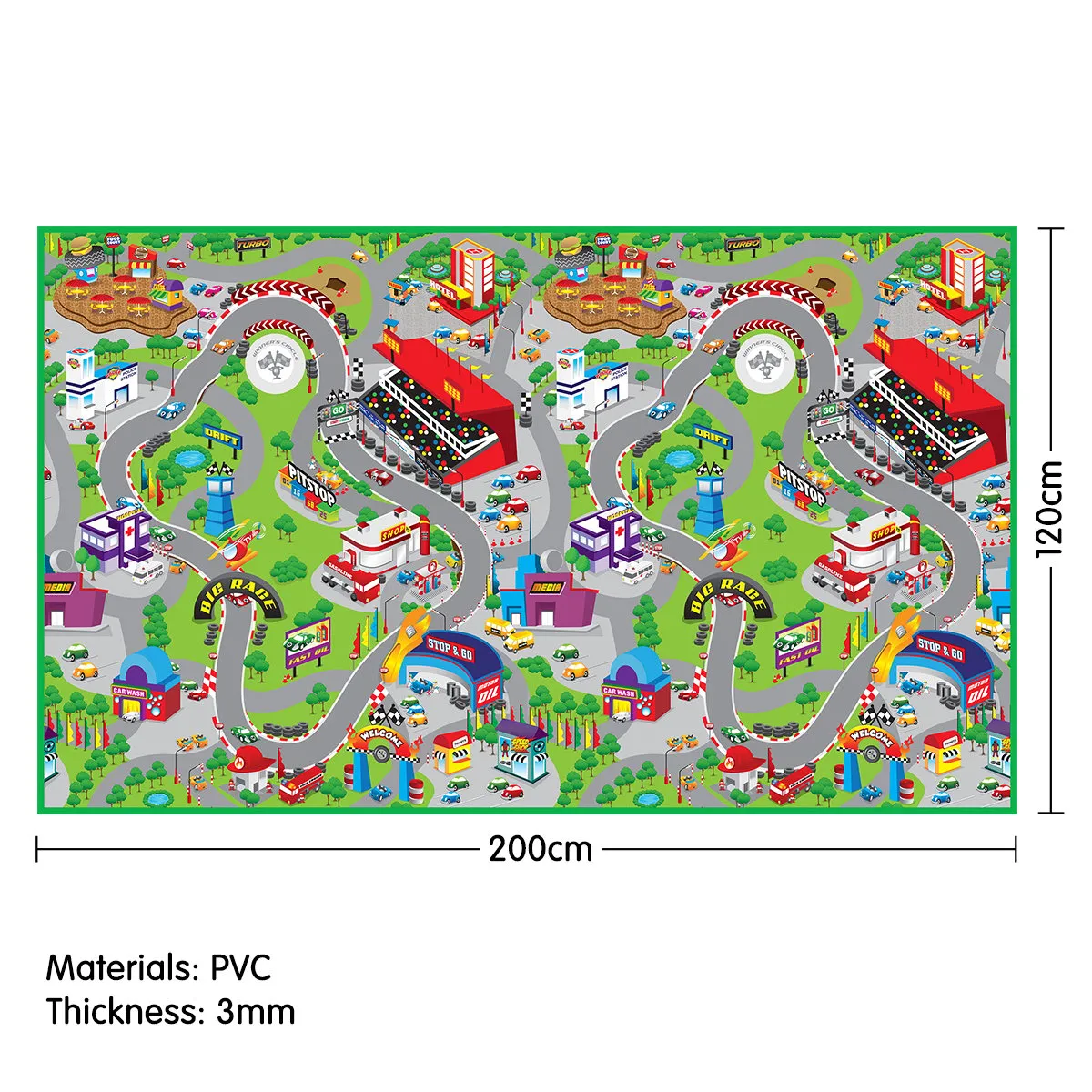 Rollmatz Race Track Baby Kids Play Floor Mat 200cm x 120cm